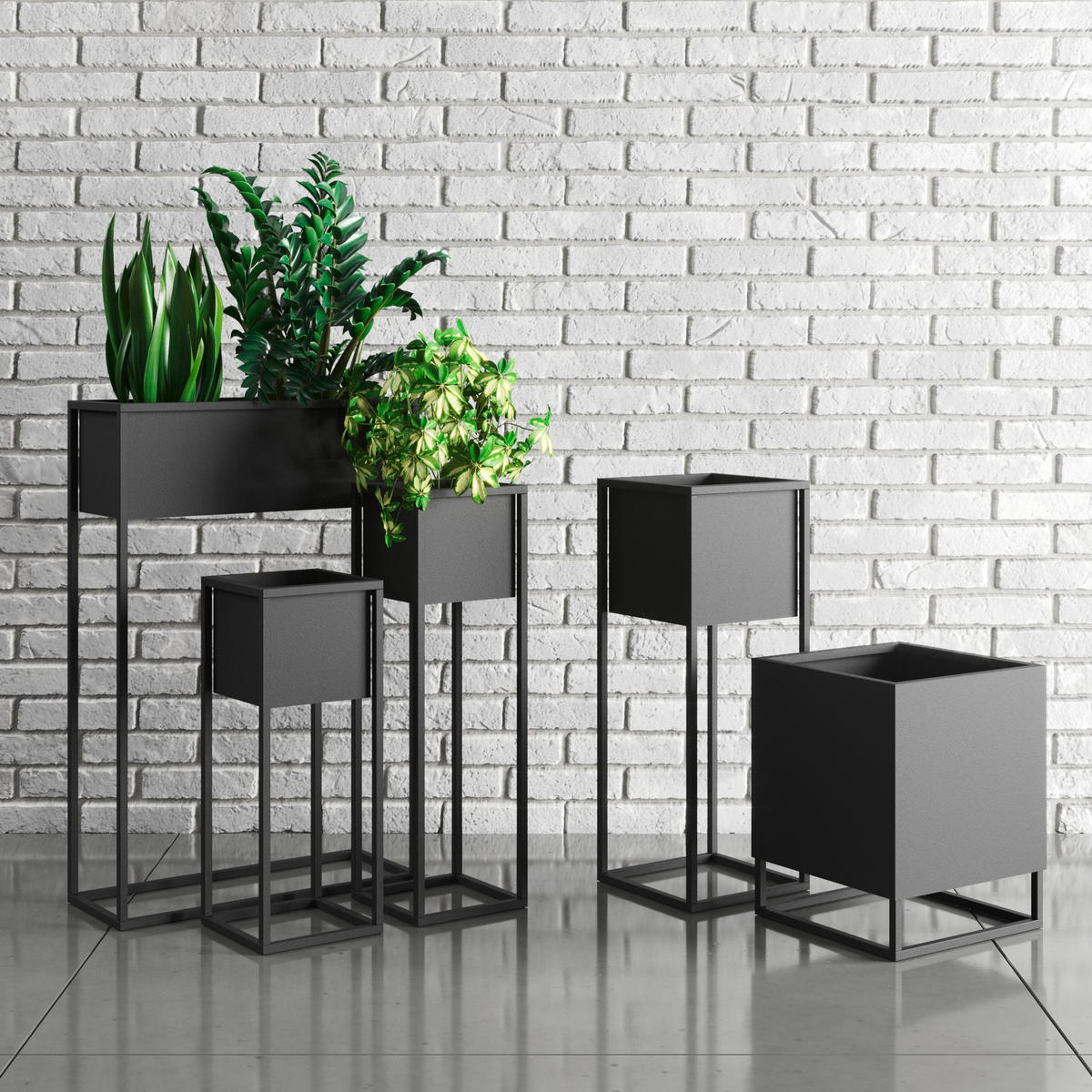 BLUMENSTÄNDER in Metall  - Schwarz, Basics, Metall (60/23/75cm)