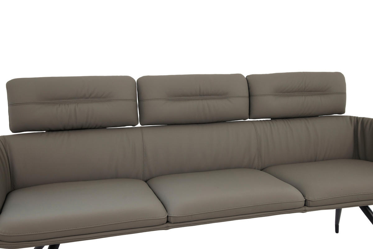 SITZBANK 200/91/70 cm Echtleder Schwarz, Dunkelgrau  - Dunkelgrau/Schwarz, Design, Leder/Metall (200/91/70cm) - Dieter Knoll