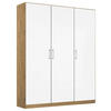 DREHTÜRENSCHRANK 136/210/54 cm 3-türig Eiche Artisan, Weiß Hochglanz  - Chromfarben/Weiß Hochglanz, MODERN, Holzwerkstoff/Kunststoff (136/210/54cm) - Rauch Möbel