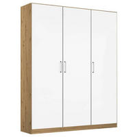 GARDEROB MED GÅNGJÄRN 136/210/54 cm 3-dörrar - kromfärg/vit högglans, Modern, trämaterial/plast (136/210/54cm) - Rauch Möbel