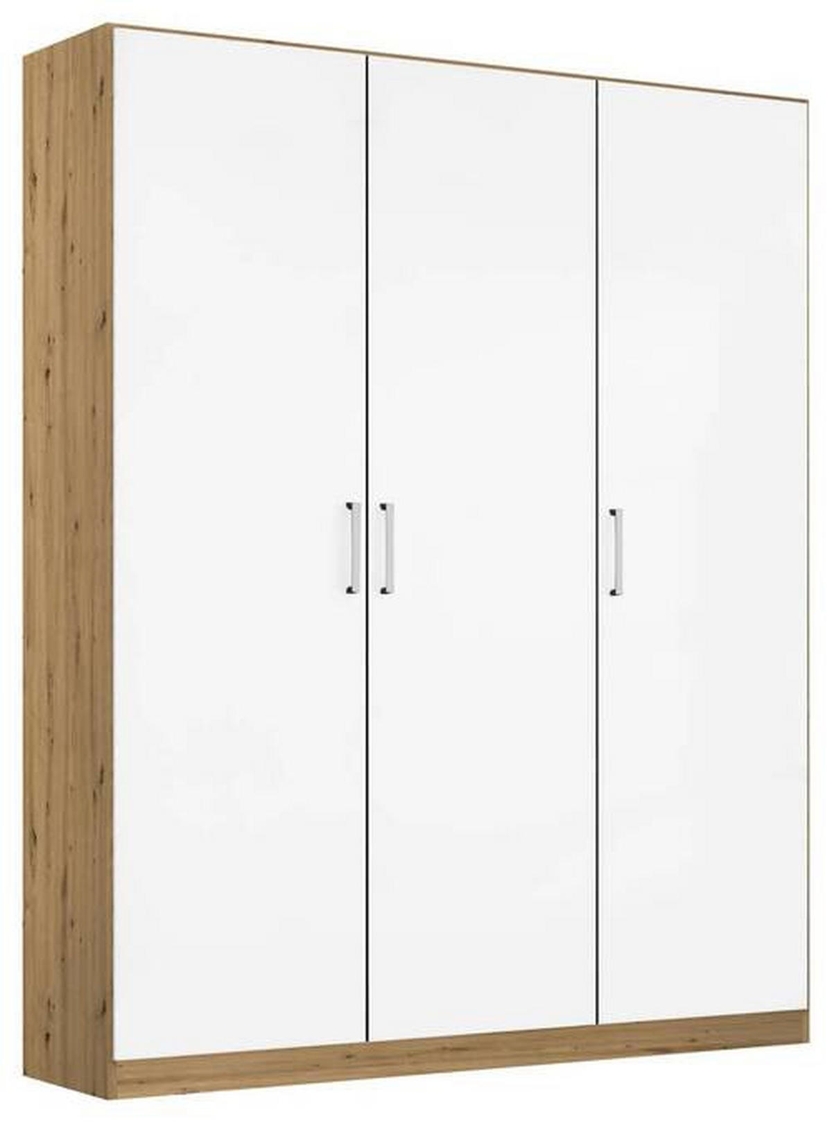 GARDEROB MED GÅNGJÄRN 136/210/54 cm 3-dörrar - kromfärg/vit högglans, Modern, trämaterial/plast (136/210/54cm) - Rauch Möbel