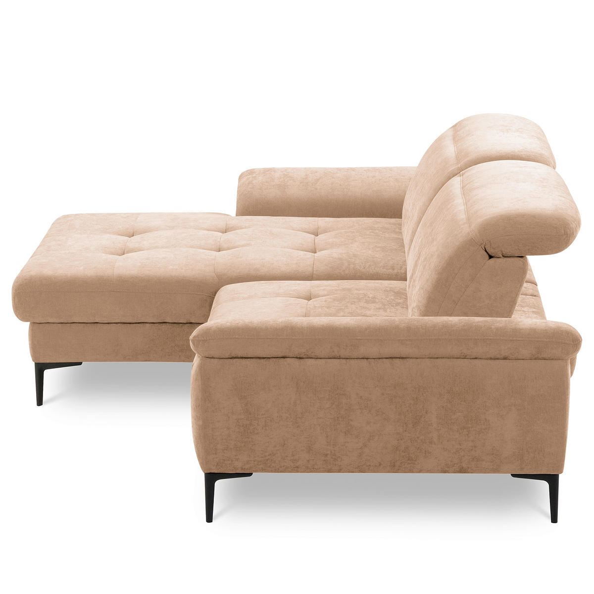 ECKSOFA 195/268 cm PRADO in Webstoff Rotbraun Bettkasten, Kopfteilverstellung, Sitztiefenverstellung  195/268 cm  - Rotbraun/Schwarz, Design, Textil/Metall (195/268cm) - Livetastic