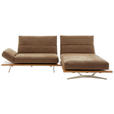 ECKSOFA in Mikrofaser Hellbraun 275/157 cm - Hellbraun/Edelstahlfarben, Natur, Holz/Textil (275/157cm) - Ambiente