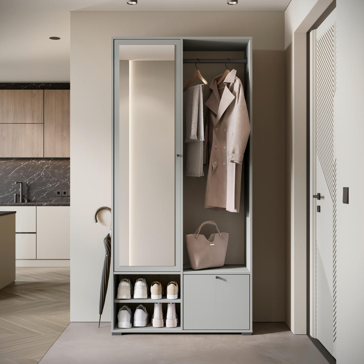 GARDEROBE  in  - Grau, Trend, Holzwerkstoff (90/190/33cm)