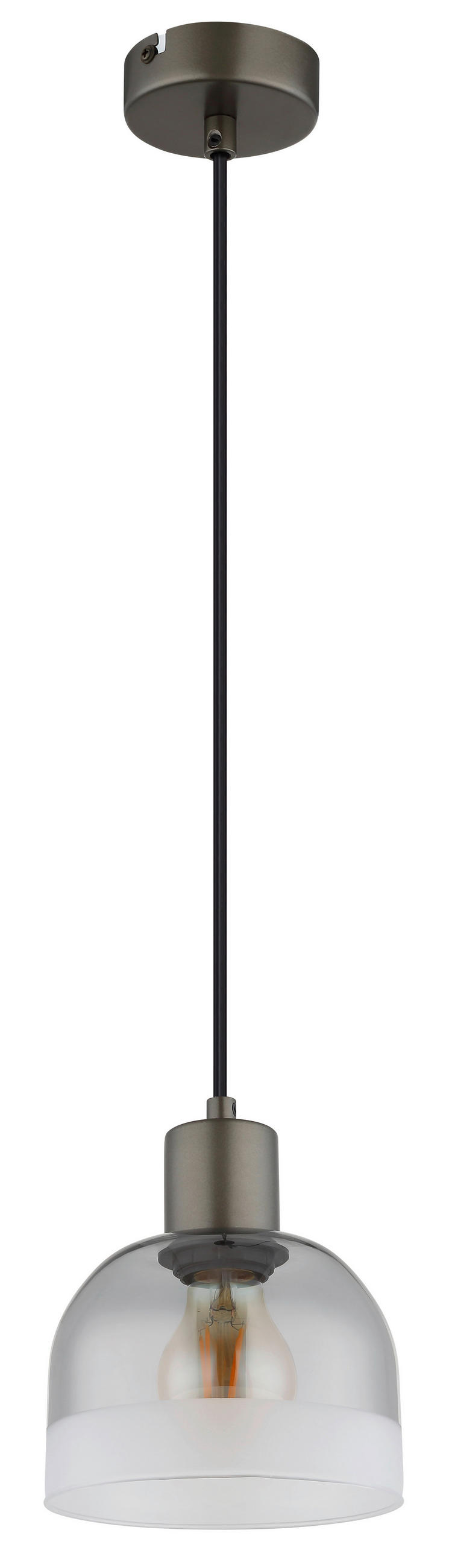 HÄNGELEUCHTE Kairo 15/120 cm  - Chromfarben/Schwarzchrom, Design, Glas/Kunststoff (15/120cm) - Globo
