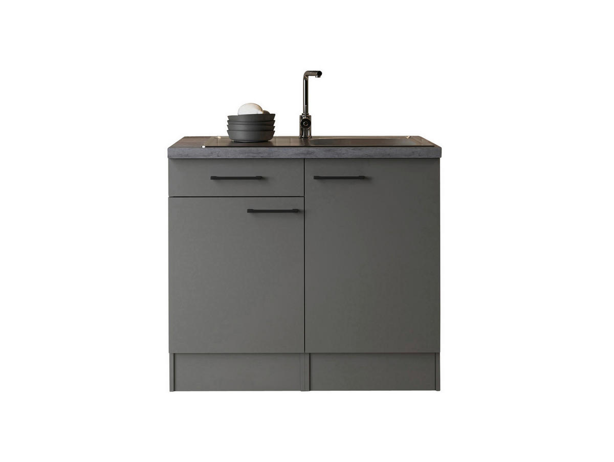 Minibucătărie  - negru/gri, Trend, metal/material pe bază de lemn (100cm) - Respekta