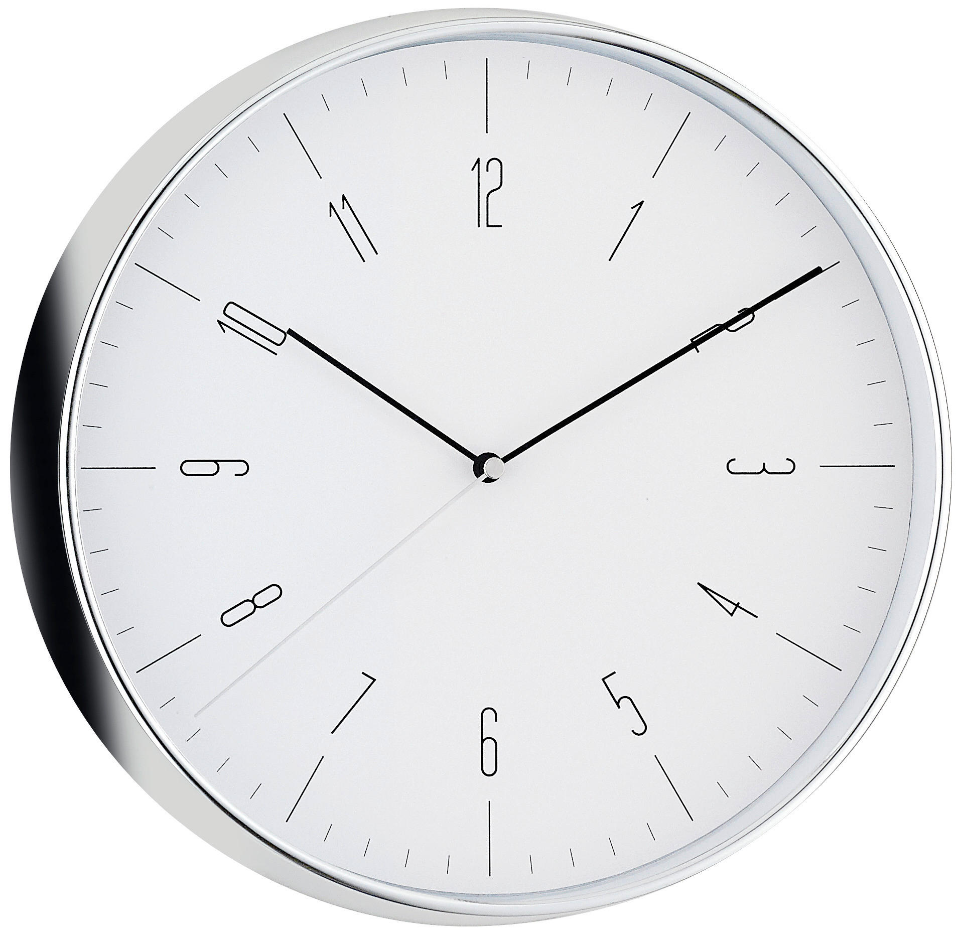 WANDUHR  Chromfarben 30,0 cm  - Chromfarben, Basics, Kunststoff (30,0cm)