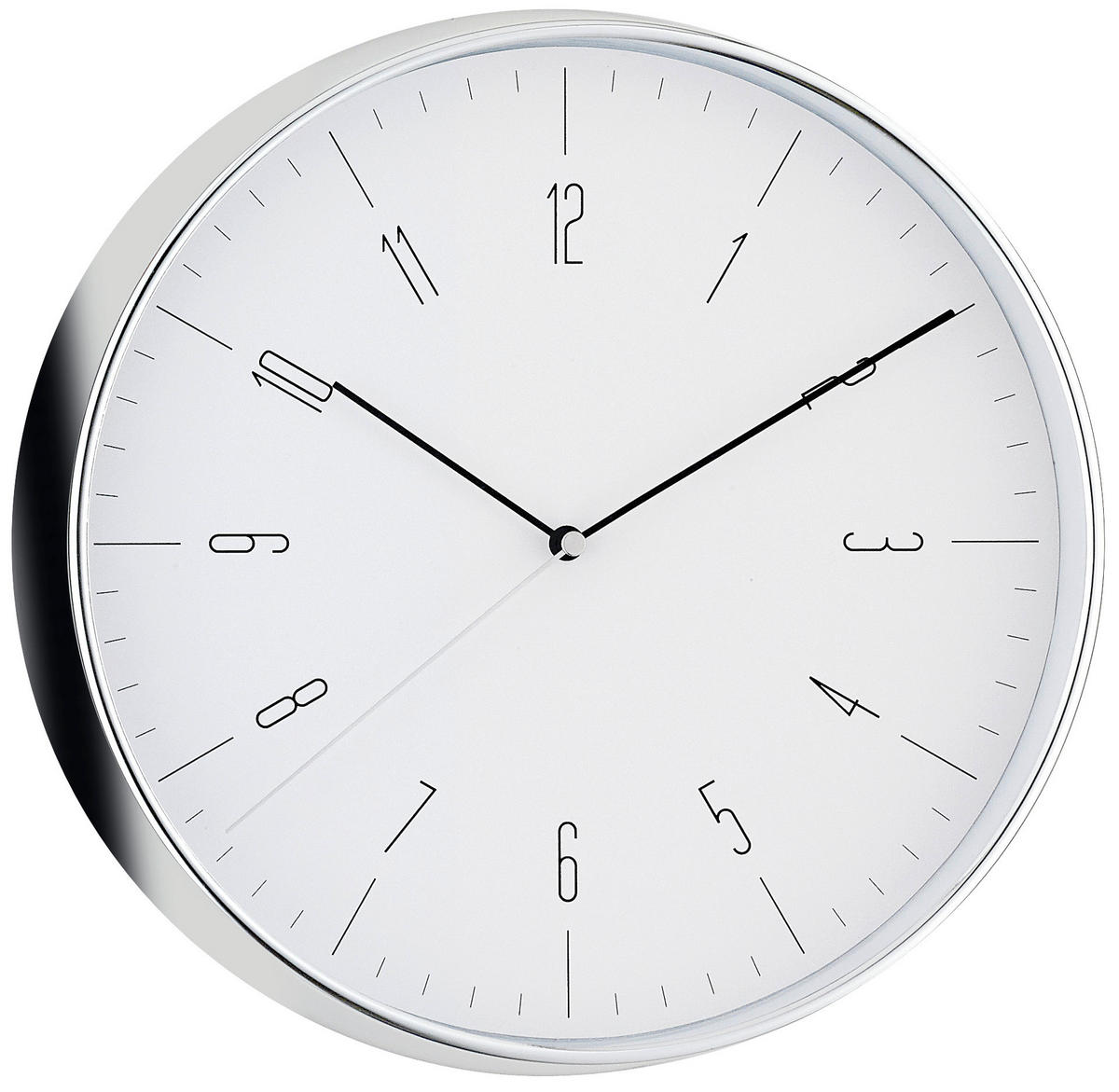 WANDUHR  Chromfarben 30,0 cm  - Chromfarben, Basics, Kunststoff (30,0cm)