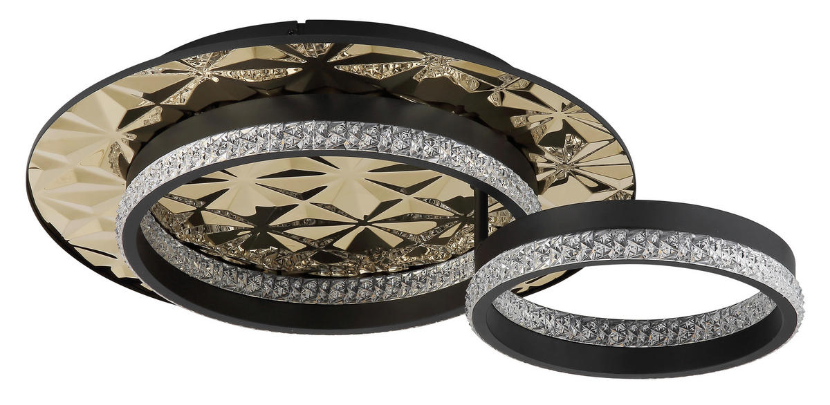 LED-DECKENLEUCHTE DELLA II 50,5/40/14 cm   - Klar/Goldfarben, Design, Kunststoff/Metall (50,5/40/14cm) - Globo