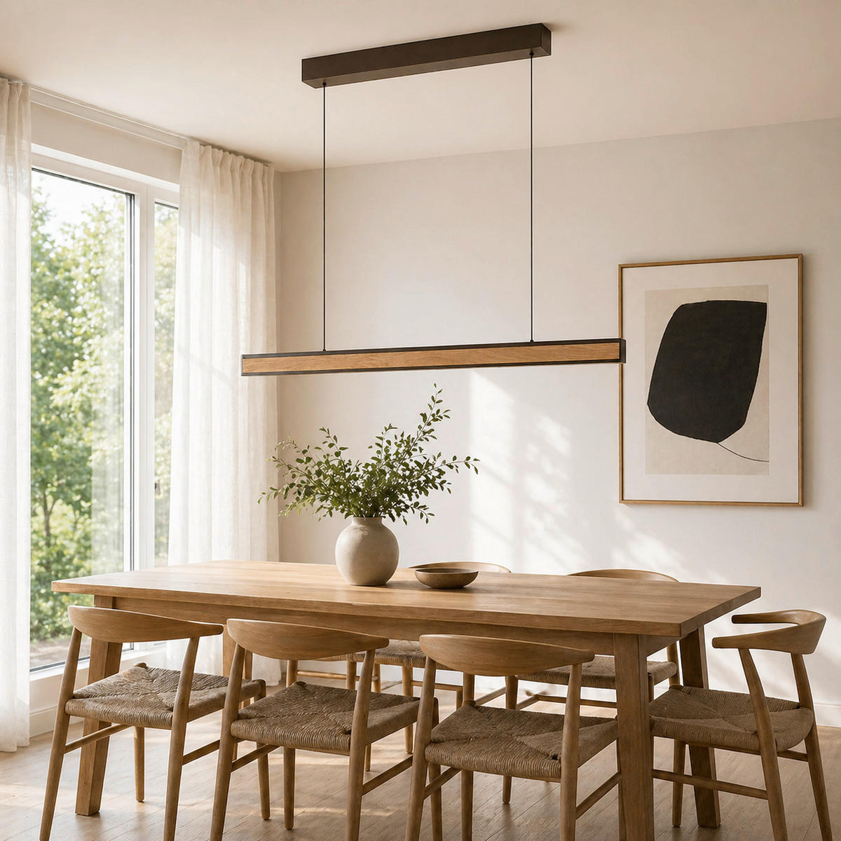 LED-HÄNGELEUCHTE ARVISO 127,2/180/6 cm  - Eiche Bianco/Braun, Natur, Holz/Kunststoff (127,2/180/6cm)