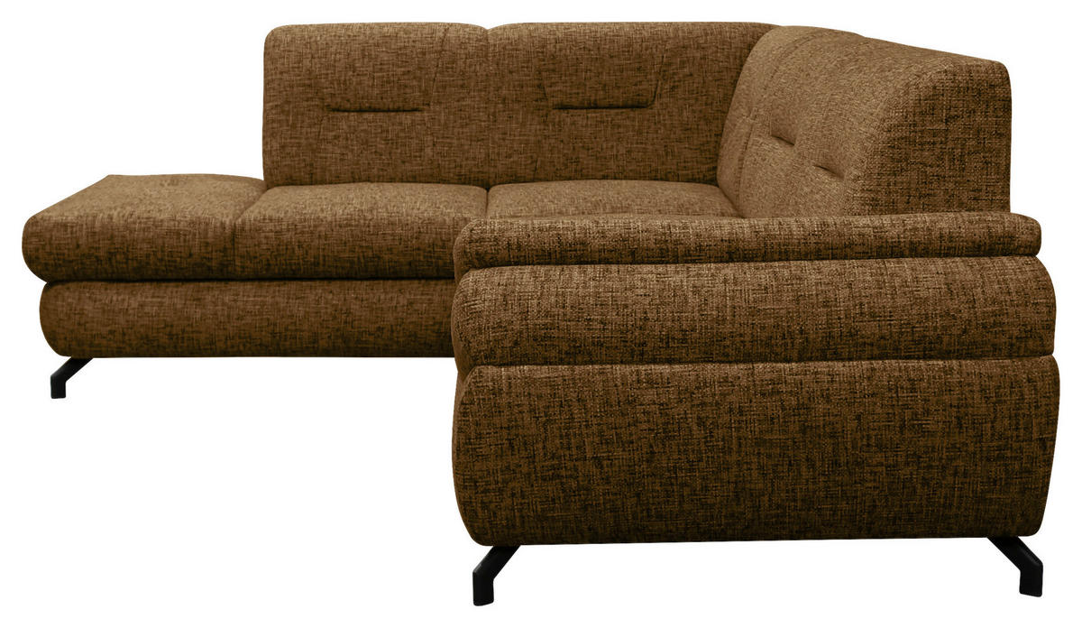ECKSOFA Braun Struktur, Plüsch  - Schwarz/Braun, Design, Textil/Metall (201/274cm) - MID.YOU