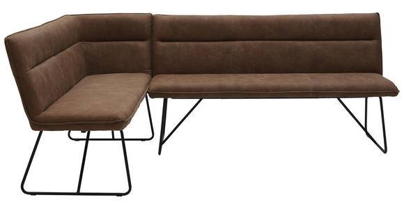 ECKBANK Mikrofaser Schwarz, Schlammfarben - Schlammfarben/Schwarz, Design, Textil/Metall (155/222cm) - Valnatura