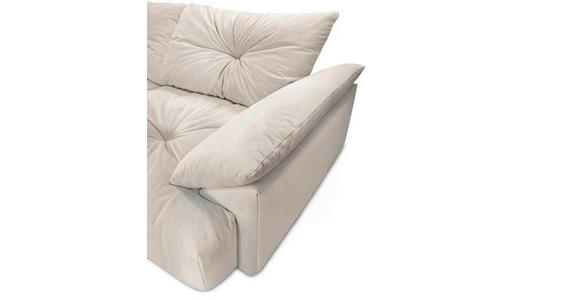 BIGSOFA  in Webstoff Creme  - Creme/Schwarz, KONVENTIONELL, Kunststoff/Textil (243/90,5/130cm) - Ambia Home