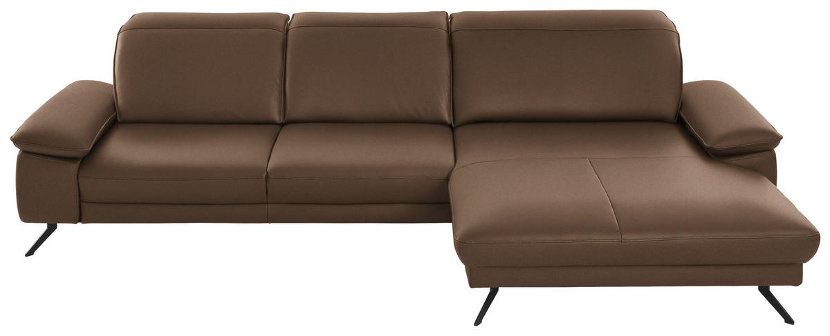 ECKSOFA in Echtleder Braun  - Schwarz/Braun, Design, Leder/Metall (328/193cm) - Dieter Knoll