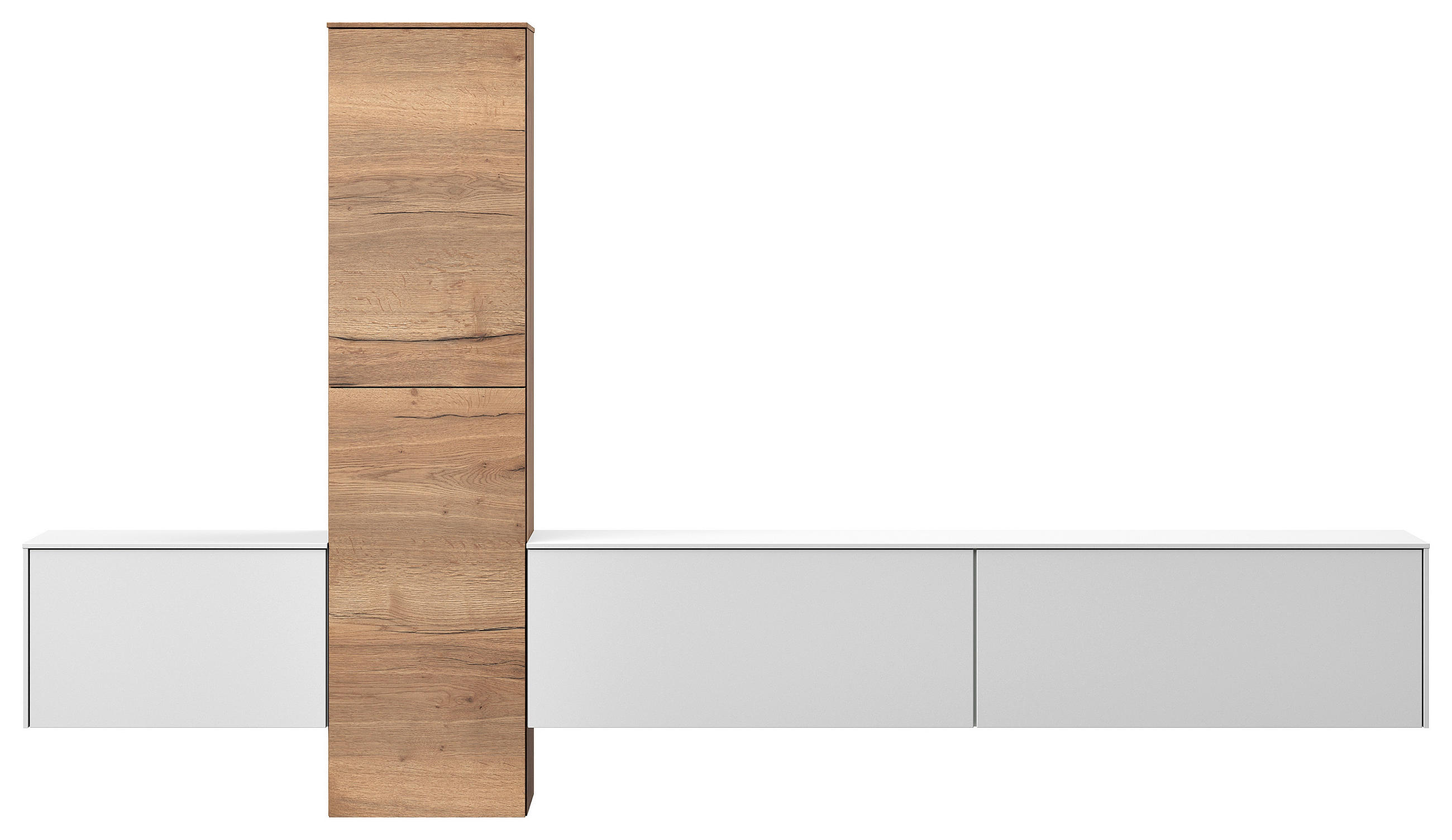 WOHNWAND  in Weiß, Eichefarben  282/160/37 cm  - Eichefarben/Weiß, Design, Holzwerkstoff (282/160/37cm) - Celina Home