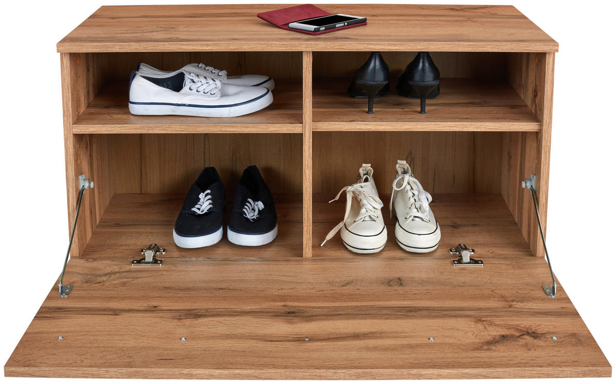 GARDEROBENBANK - Eichefarben/Schwarz, MODERN, Kunststoff (90/45/38cm) - MID.YOU