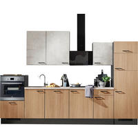 KÜCHENLEERBLOCK 340 cm   in Grau, Weiß, Eichefarben  - Eichefarben/Schwarz, Design, Holzwerkstoff/Metall (340cm) - Xora