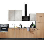 KÜCHENLEERBLOCK 340 cm   in Grau, Weiß, Eichefarben  - Eichefarben/Schwarz, Design, Holzwerkstoff/Metall (340cm) - Xora