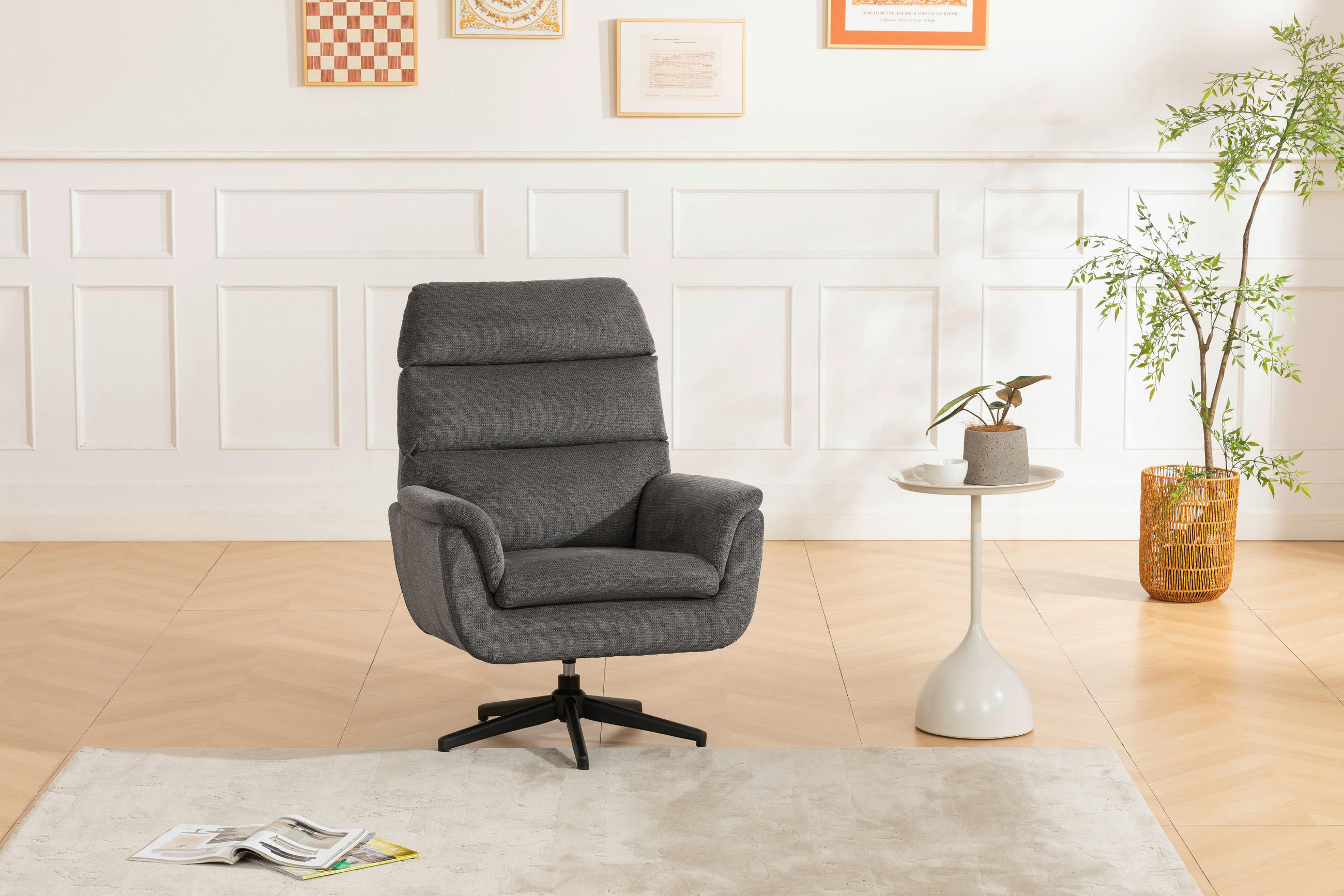 SESSEL in Webstoff Braun  - Schwarz/Braun, KONVENTIONELL, Textil/Metall (76/103/89cm) - Livetastic