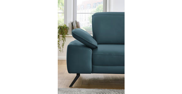 ECKSOFA in Echtleder Blau  - Blau/Schwarz, Design, Leder/Metall (332/193cm) - Dieter Knoll