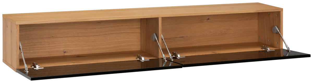 LOWBOARD  in  - Schwarz Hochglanz/Naturfarben, Design, Holz/Holzwerkstoff (180/33/30cm) - MID.YOU