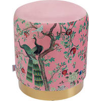 HOCKER in Metall, Textil Rosa, Messingfarben  - Messingfarben/Rosa, Natur, Textil/Metall (32/38/32cm) - Kare-Design