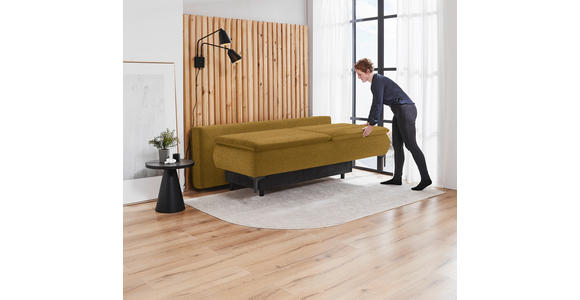 BOXSPRINGSOFA Webstoff Senfgelb - Senfgelb/Schwarz, KONVENTIONELL, Textil/Metall (204/93/100cm) - Novel