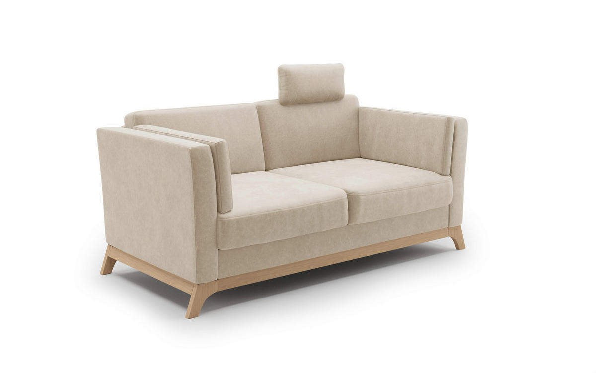 2,5-SITZER Mikrofaser Beige  - Eichefarben/Beige, KONVENTIONELL, Holz/Textil (183/84/93cm) - Sit & More