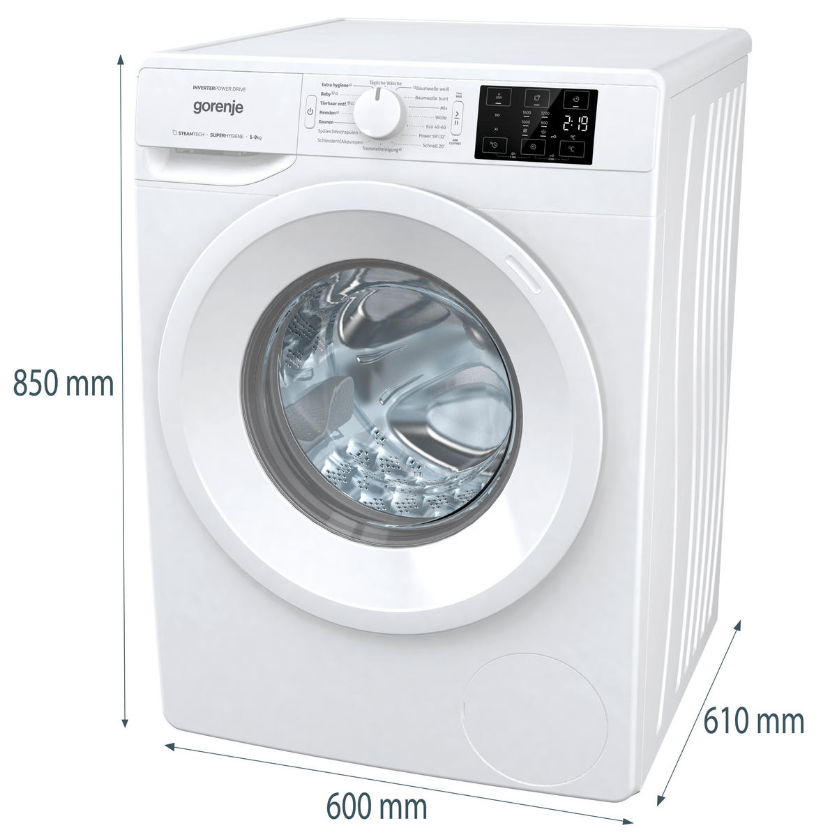 WASCHMASCHINE WNEI96ADPS   - Weiß, Basics, Metall (60/85/61cm) - Gorenje