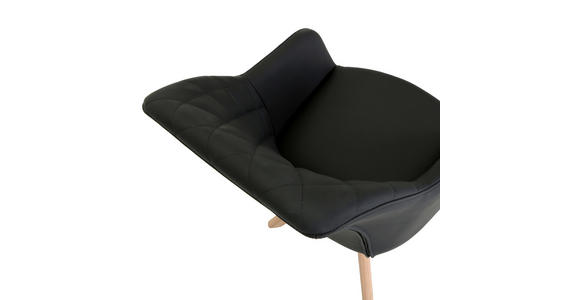 ARMLEHNSTUHL  Typenauswahl, Sitzfläche 360° drehbar, automatische Rückholfunktion  Echtleder  - Schwarz/Naturfarben, Design, Leder/Holz (60/83/65cm) - Landscape