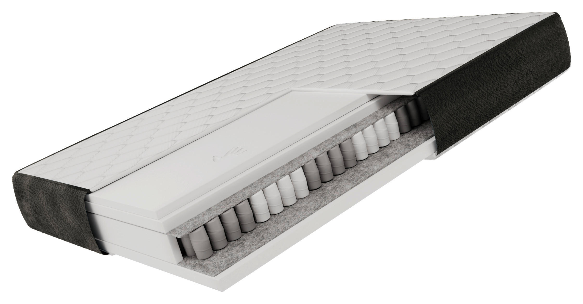 Thumbnail - Esposa Taschenfederkernmatratze, Graphit, Weiß, Textil, H3, rechteckig, 140x200 cm, Bezug antimikrobiell beschichtet, an...