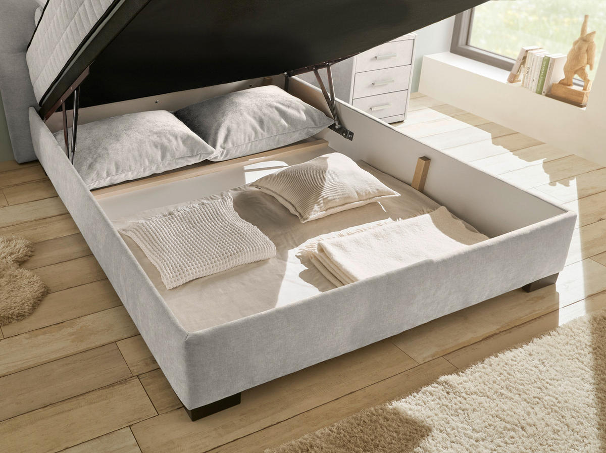 BOXBETT 120/200 cm  in Beige  - Beige/Schwarz, Modern, Holzwerkstoff/Kunststoff (120/200cm) - MID.YOU