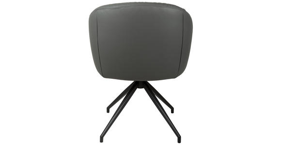 ARMLEHNSTUHL  Sitzfläche 360° drehbar, automatische Rückholfunktion  Echtleder  - Anthrazit/Schwarz, Design, Leder/Holz (61/84/62cm) - Valnatura