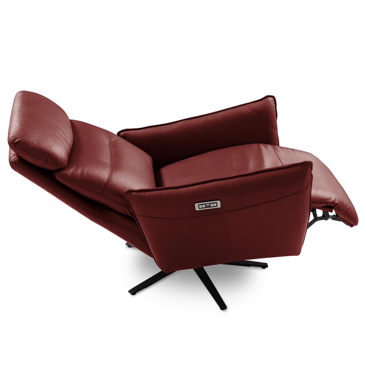 RELAXSESSEL Leder Kirschrot  - Schwarz/Kirschrot, Design, Leder/Metall (77/107/88cm) - Livetastic