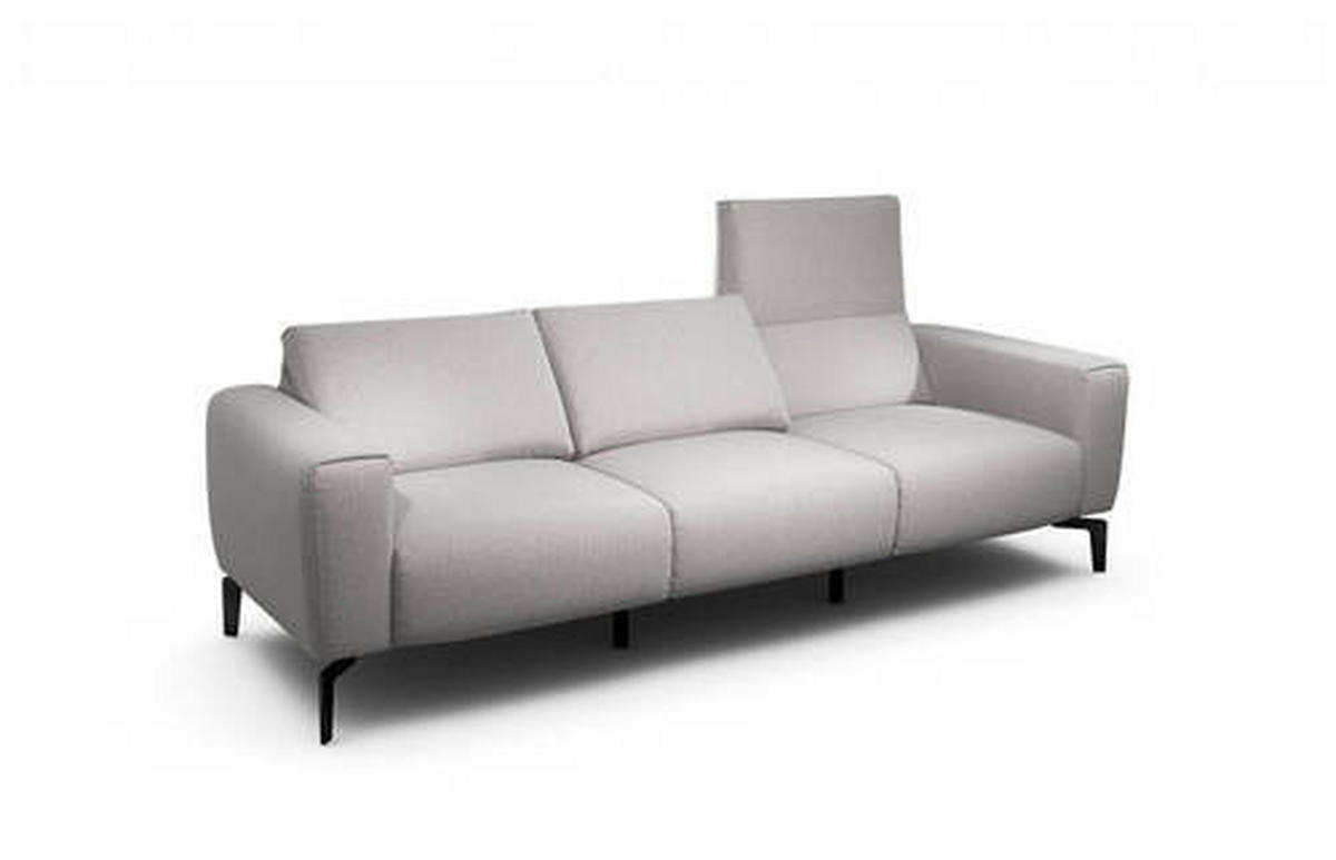3-SITZER-SOFA in Chenille Hellgrau  - Hellgrau/Schwarz, Design, Textil/Metall (250/86/86-94cm) - SENSOO