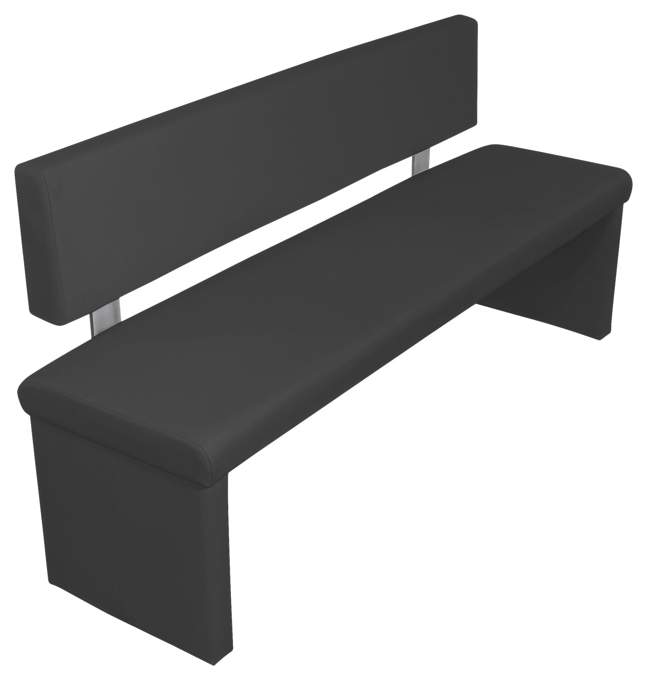 SITZBANK 140/83/54 cm Lederlook Schwarz  - Schwarz, MODERN, Textil/Metall (140/83/54cm) - MID.YOU