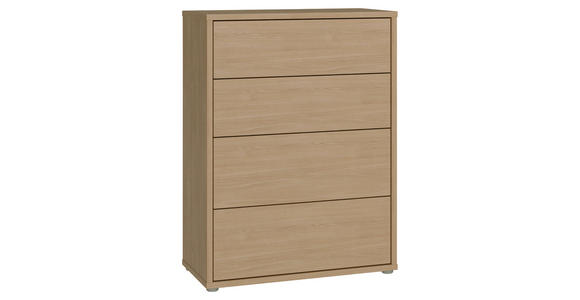 KOMMODE , 75/99/35 cm, 4 Schublade(n)  - Eichefarben/Silberfarben, Trend, Holzwerkstoff/Kunststoff (75/99/35cm) - Carryhome