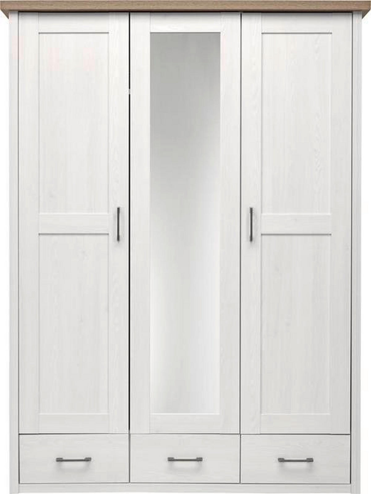 KLEIDERSCHRANK 148/201/62 cm 3-türig  - Weiss/Trüffeleichefarben, Lifestyle, Holzwerkstoff/Metall (148/201/62cm) - Carryhome