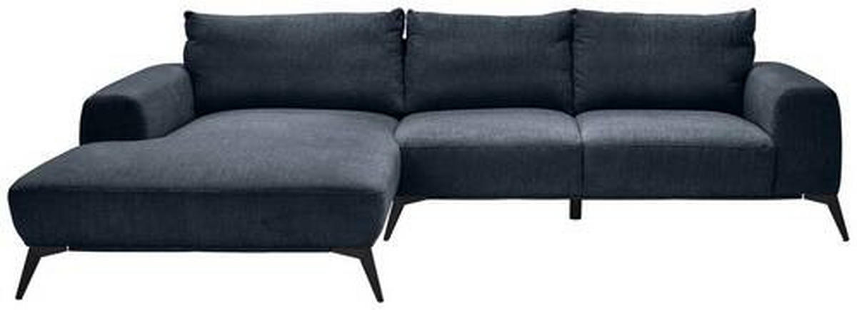ECKSOFA Dunkelblau Webstoff  - Schwarz/Dunkelblau, Design, Textil/Metall (187/298cm) - Stylife