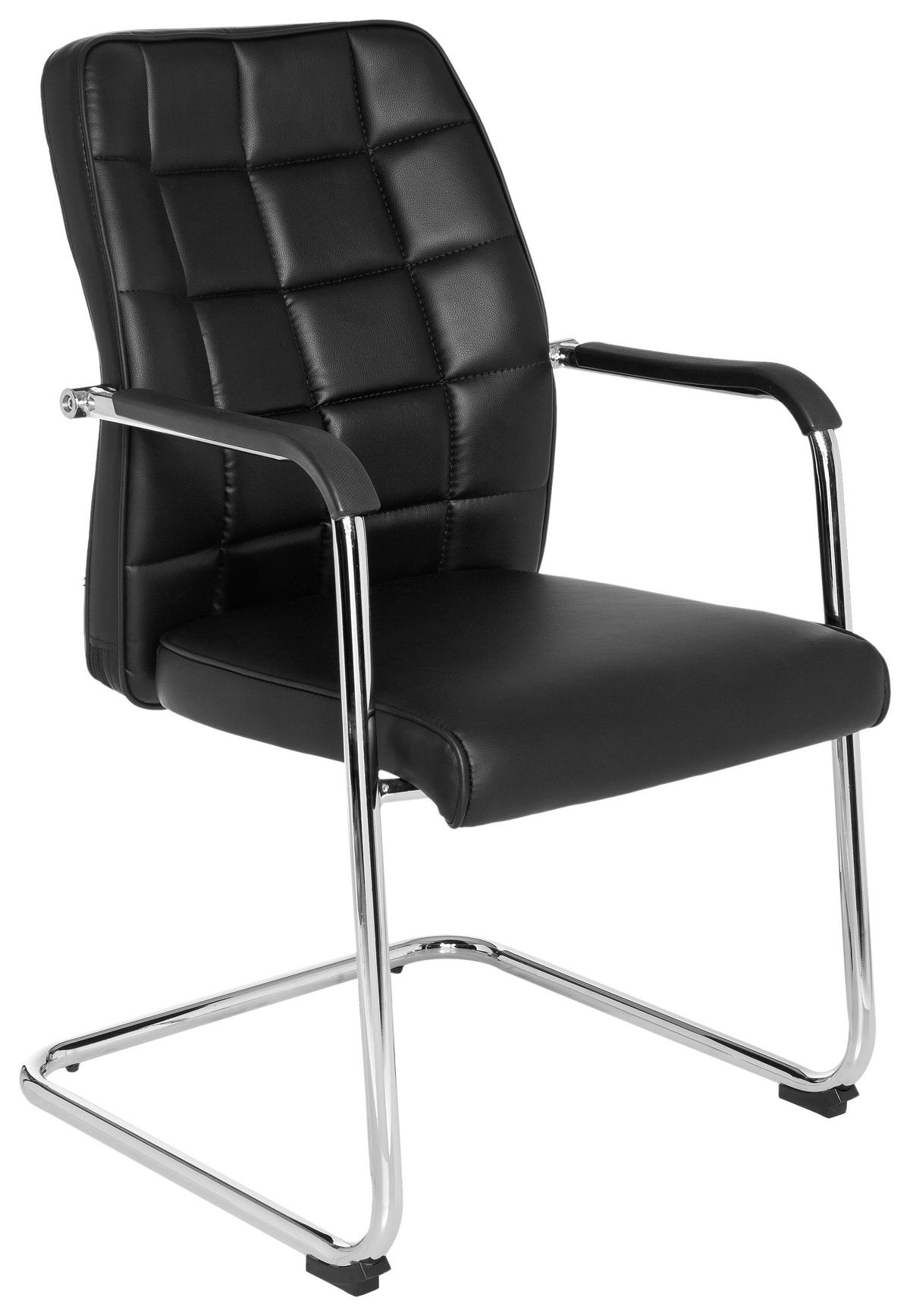 BESUCHERSTUHL Schwarz  - Chromfarben/Schwarz, MODERN, Kunststoff/Textil (55/94/43cm) - MID.YOU