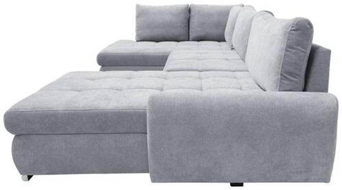ECKSOFA Hellgrau Velours  - Chromfarben/Hellgrau, Design, Kunststoff/Textil (173/322/174cm) - Livetastic