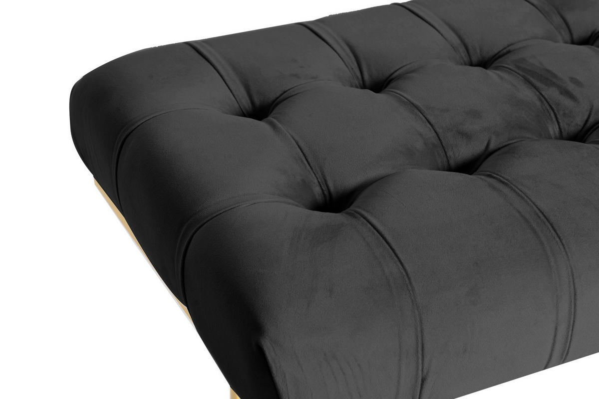 HOCKERBANK in Kunststoff, Metall Schwarz, Goldfarben  - Goldfarben/Schwarz, Design, Kunststoff/Metall (47/48/100cm) - Kayoom