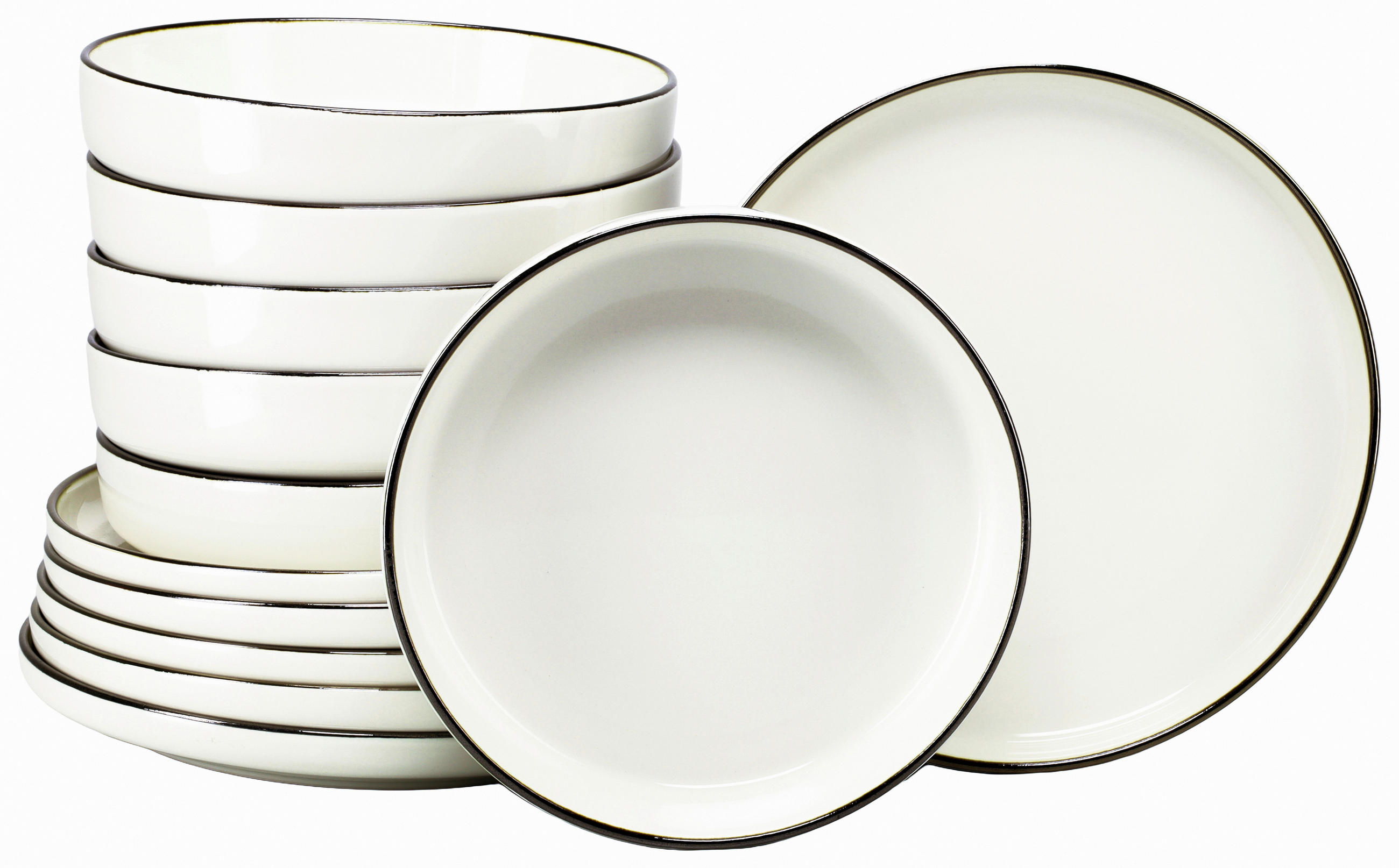 TAFELSERVICE Creme, Goldfarben Nordic Festive Creme 12-teilig  - Goldfarben/Creme, Basics, Keramik - Creatable