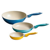 PFANNENSET Ceramic Color Aluminium 3-teilig  - Blau/Gelb, Basics, Metall (57,5/38,5/16cm) - Kelomat