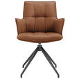 ARMLEHNSTUHL  Typenauswahl, Sitzfläche 360° drehbar, automatische Rückholfunktion Mikrofaser  - Cognac/Schwarz, Design, Textil/Metall (59/89,5/63cm) - Novel