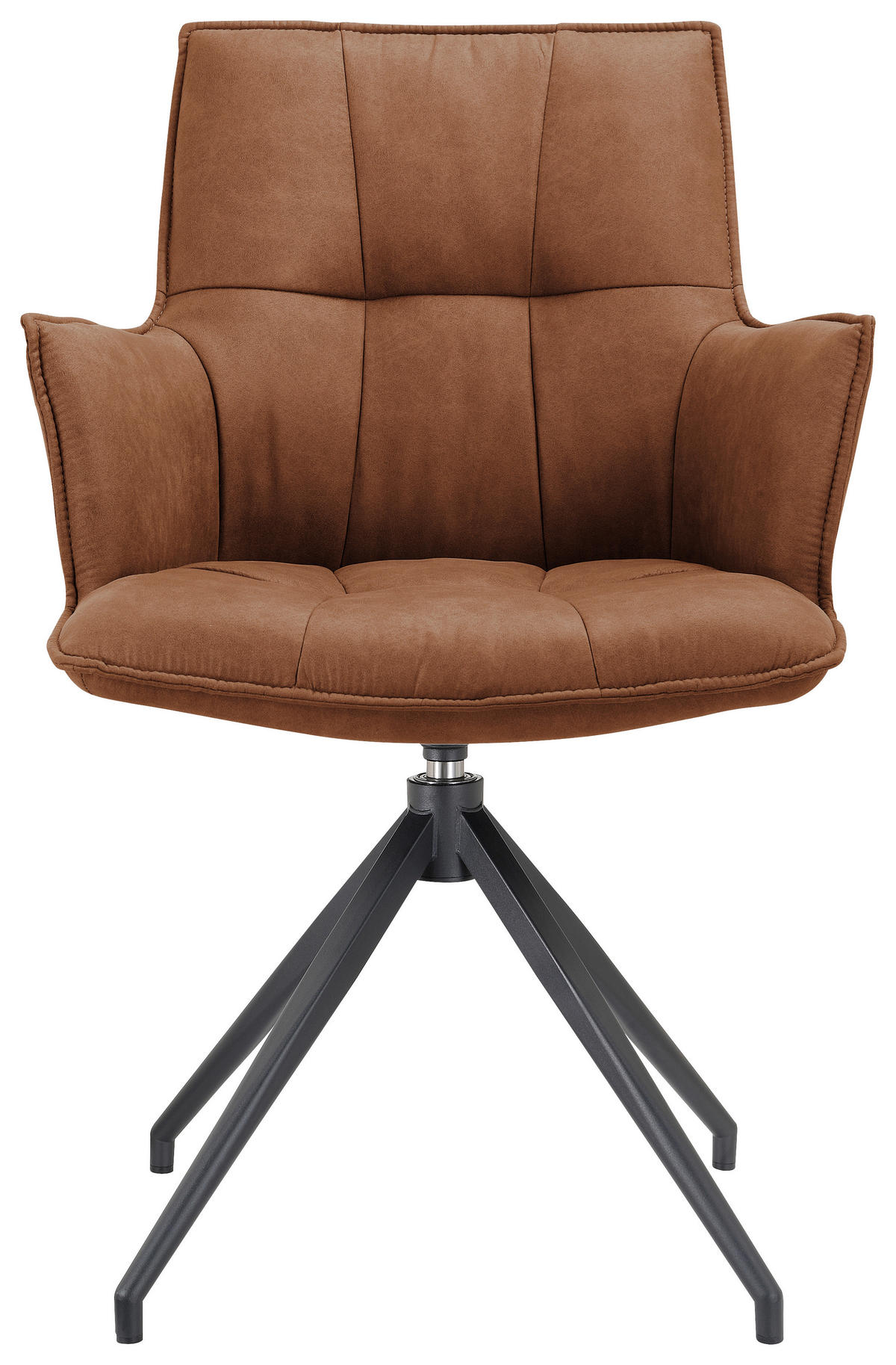 ARMLEHNSTUHL  in Eisen Mikrofaser  - Cognac/Schwarz, Design, Textil/Metall (59/89,5/63cm) - Novel