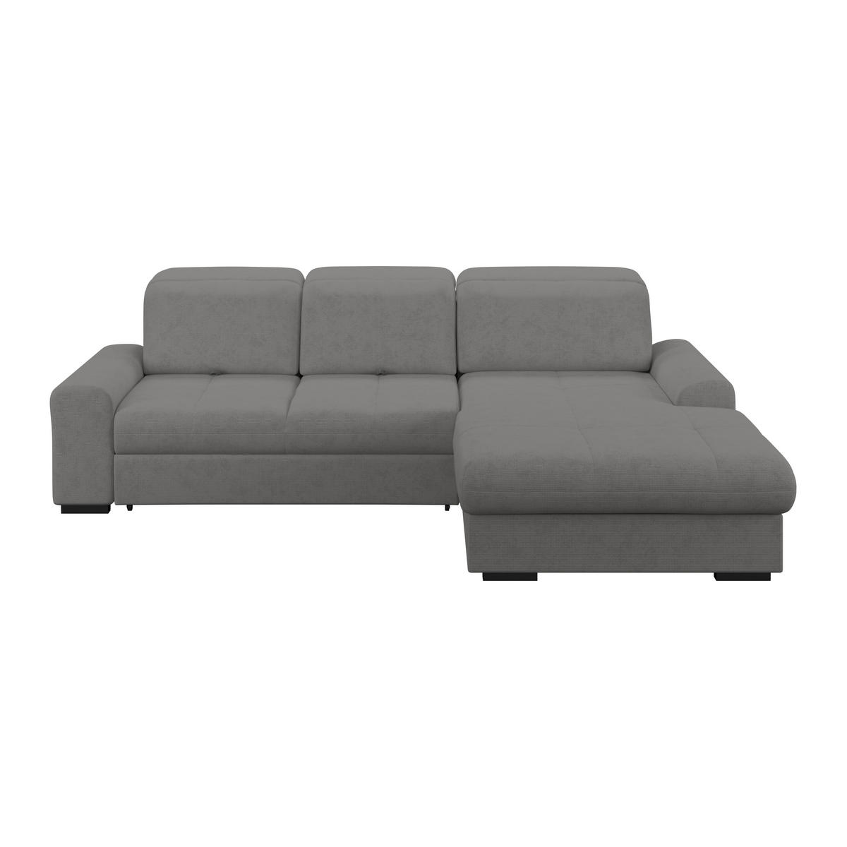 ECKSOFA Anthrazit Chenille Rücken echt, Kopfteilverstellung  - Anthrazit/Schwarz, KONVENTIONELL, Holz/Textil (286/203cm) - MID.YOU