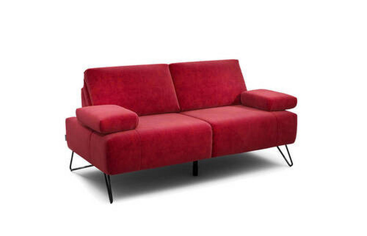 2-SITZER-SOFA in Samt Rot  - Rot/Schwarz, Design, Textil/Metall (164-194/85/86-94cm) - SENSOO