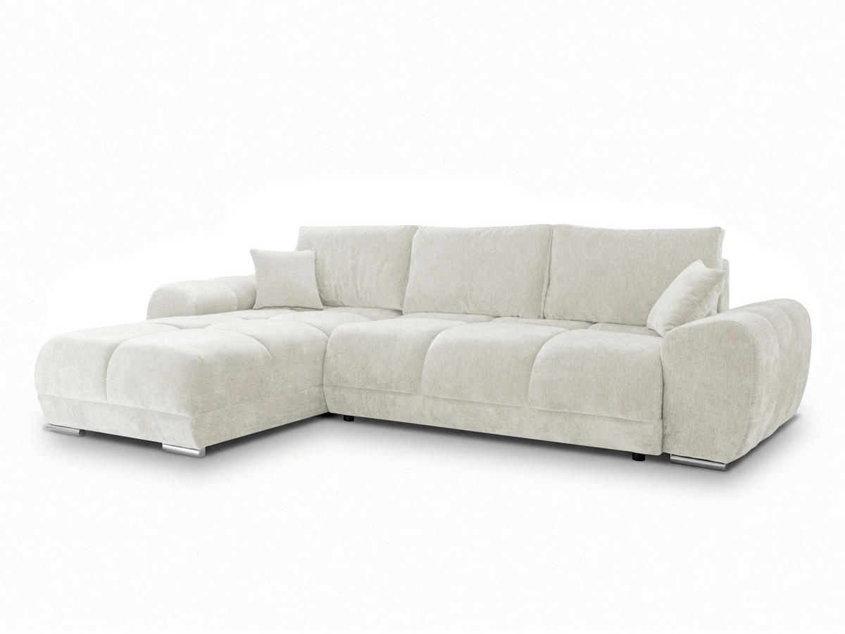 ECKSOFA  in Chenille Greige  - Chromfarben/Greige, KONVENTIONELL, Kunststoff/Textil (183/290cm) - Xora