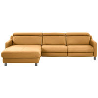 ECKSOFA in Echtleder Currygelb  - Currygelb/Schwarz, Design, Leder/Metall (176/291cm) - Valdera